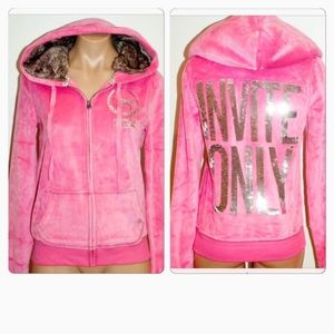 Pink velvet bling zip up by Victoria's Secret size large